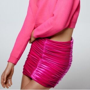 Zara Draped Velvet Mini Skirt